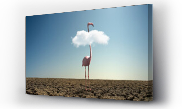 Wizualizacja Obrazu : #440815807 pink wild flamingo in severe drought desert
