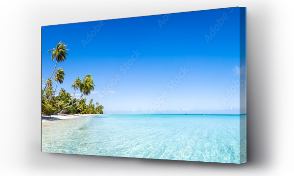 Wizualizacja Obrazu : #444342582 Panorama tropikalnej plaży z turkusowym morzem i błękitnym niebem