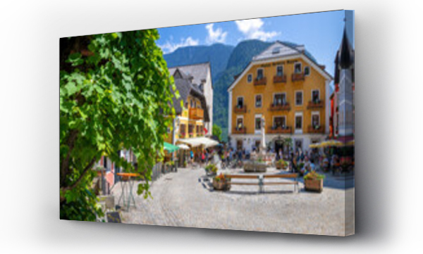 Wizualizacja Obrazu : #448073364 Hallstatt, Austria - July 31, 2021 - A scenic picture postcard view of the famous town square in the village of Hallstatt in the Austrian Alps.