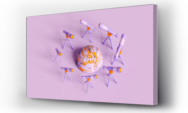 Wizualizacja Obrazu : #448887046 Telescope on violet background with  alien sphere