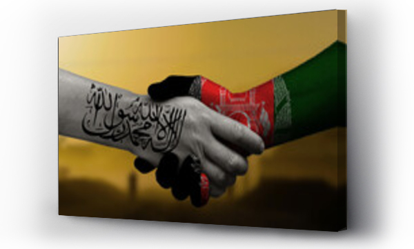 Wizualizacja Obrazu : #451360983 Afghans shake hands with the new Taliban government