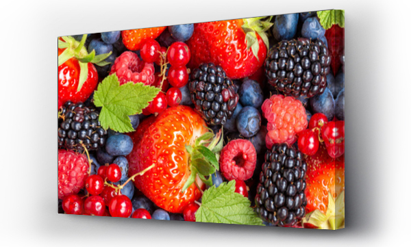 Wizualizacja Obrazu : #451766854 Berries fruits berry fruit strawberries strawberry blueberries blueberry panorama background