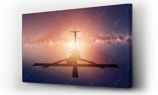 Wizualizacja Obrazu : #452309246 Jesus on the cross over the Milky way galaxy 