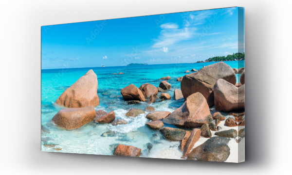 Wizualizacja Obrazu : #454641697 Anse Lazio beach panorama on Praslin, Seychelles