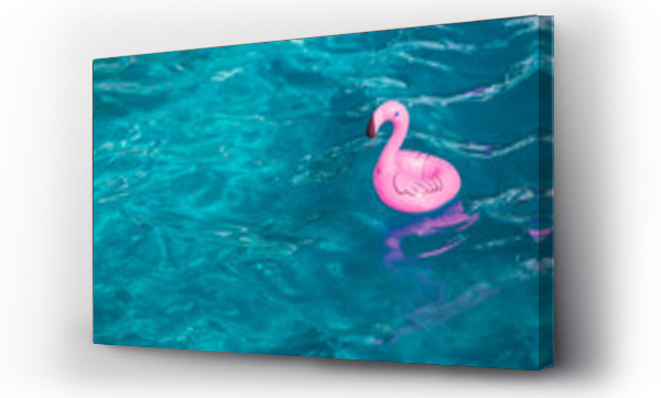 Wizualizacja Obrazu : #454923418 Small pink air flamingo balloon floating in a blue party pool