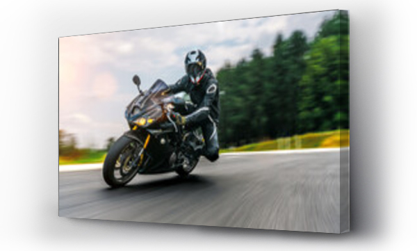 Wizualizacja Obrazu : #455592859 motorbike on the road riding. having fun riding the empty road on a motorcycle tour / journey