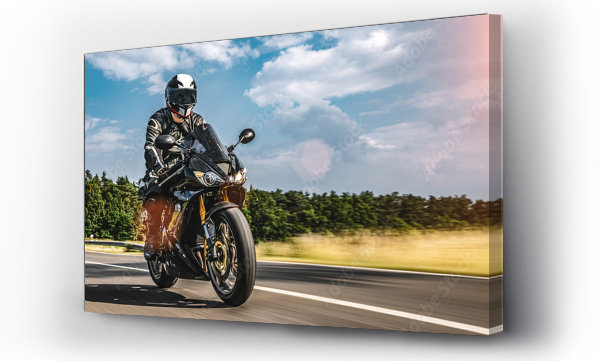 Wizualizacja Obrazu : #455592863 motorbike on the road riding. having fun riding the empty road on a motorcycle tour / journey
