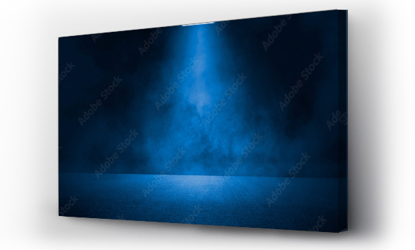 Wizualizacja Obrazu : #460100104 Empty dark blue abstract cement wall and studio room with smoke float up the interior texture for display products wall background