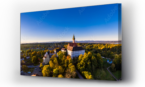 Wizualizacja Obrazu : #462695427 Germany, Bavaria, Upper Bavaria, Pfaffenwinkel, Ammersee, Andechs Abbey at sunrise