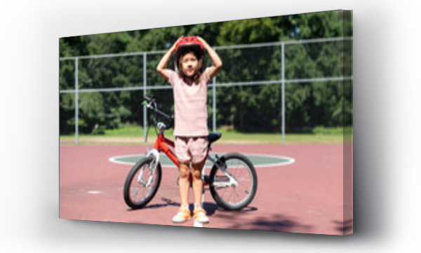 Wizualizacja Obrazu : #463747601 Little girl with bike helmet and bike