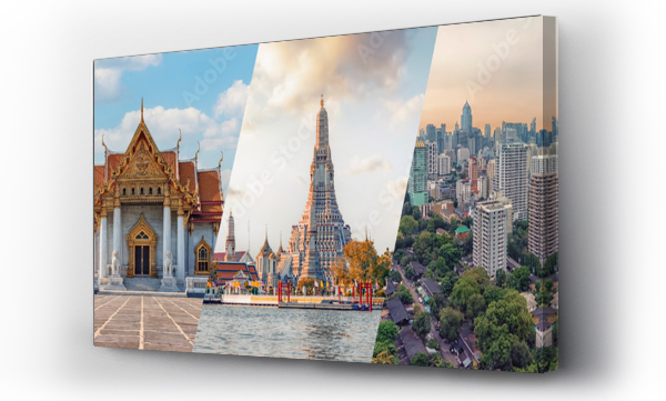 Wizualizacja Obrazu : #464080999 Bangkok city famous landmarks collage.