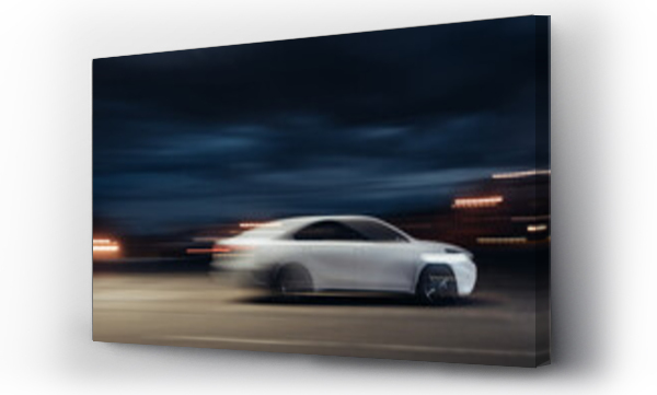 Wizualizacja Obrazu : #473662035 blurred night photo of a white sedan car