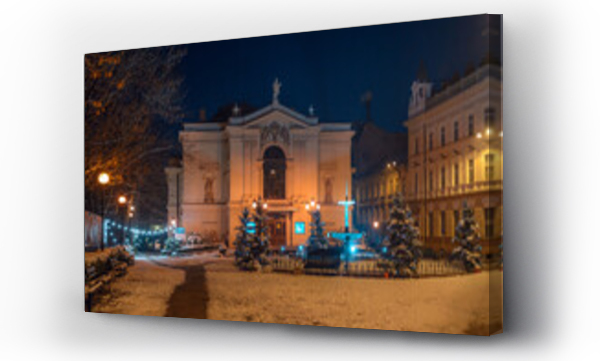 Wizualizacja Obrazu : #475603801 Teatr Polski i fontanna Bielsko-Bia?a zima