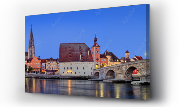 Wizualizacja Obrazu : #481044694 Regensburg, Bawaria, Niemcy rzeka Don panorama, zabytki lista UNESCO, miasto, katedra most brama miejska