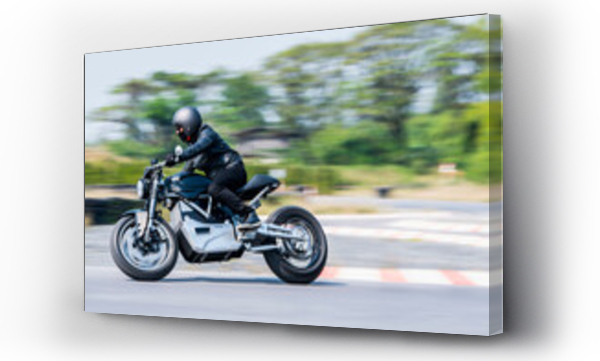 Wizualizacja Obrazu : #481052228 man rides his electric motorcycle on race track in Bangkok