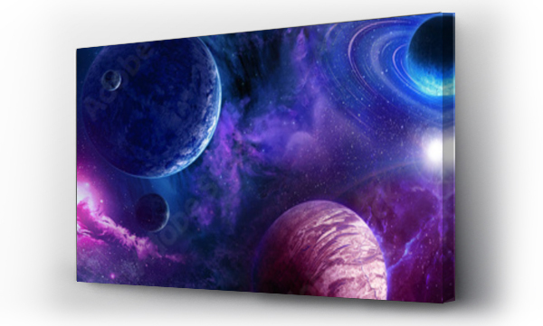 Wizualizacja Obrazu : #483488106 Space scene with planets, stars and galaxies. Panorama.	