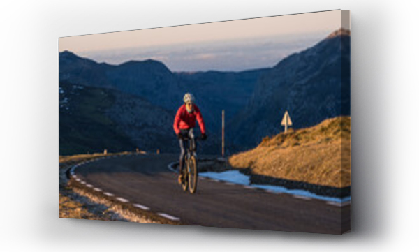 Wizualizacja Obrazu : #486634775 Cyclist on mountain bike riding on  a road