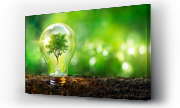 Wizualizacja Obrazu : #488341748 Lamp With Tree - Ecology Energy Development Concept