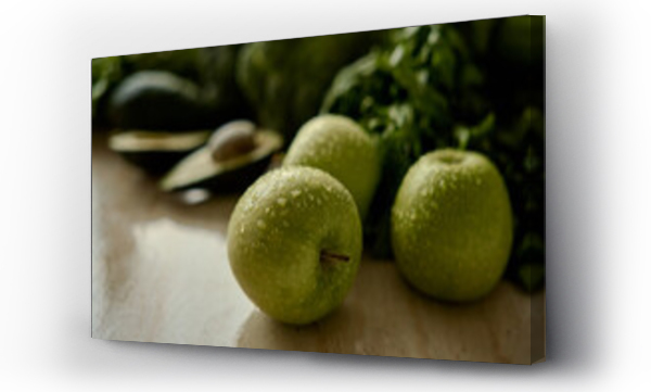 Wizualizacja Obrazu : #493327422 green apples with water drops