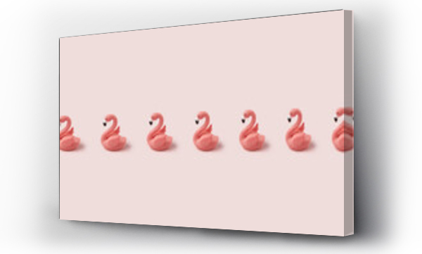 Wizualizacja Obrazu : #493365196 Row of pink easter flamingo on pastel background
