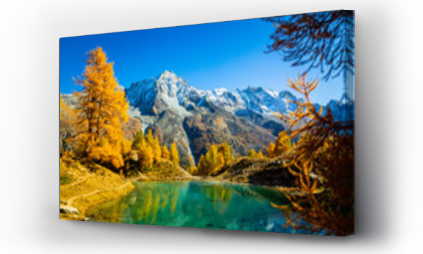 Wizualizacja Obrazu : #494999379 Blue lake - Lac Bleu - and amazing mountains near Arolla in Valais Canton, Switzerland