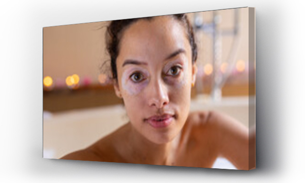 Wizualizacja Obrazu : #498419579 Closeup portrait of confident biracial young woman in bathtub at spa
