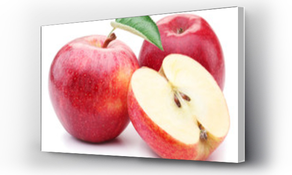 Wizualizacja Obrazu : #50507014 Red apple with leaf and slice.