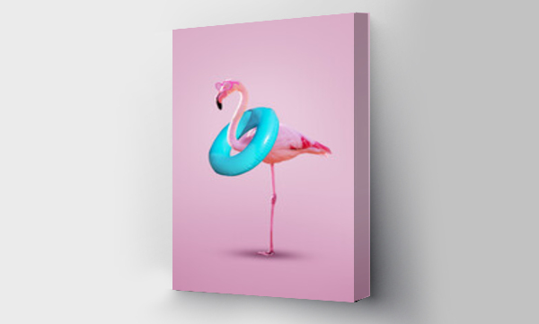 Wizualizacja Obrazu : #512550889 Pink flamingo with inflatable buoy wear rosy glasses