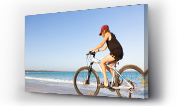 Wizualizacja Obrazu : #518311761 Kid riding bike along seashore