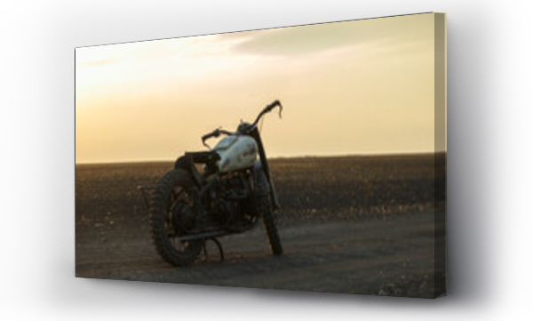 Wizualizacja Obrazu : #518406780 Retro motorcycle near field at sunset