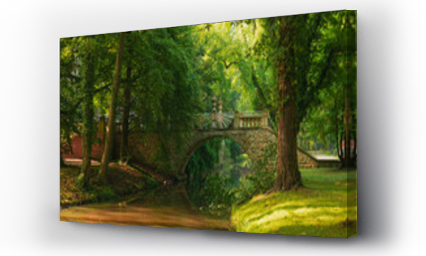 Wizualizacja Obrazu : #524431752 Kamienny, zabytkowy most dla pieszych w parku dworskim w mie?cie I?owa w zachodniej Polsce.