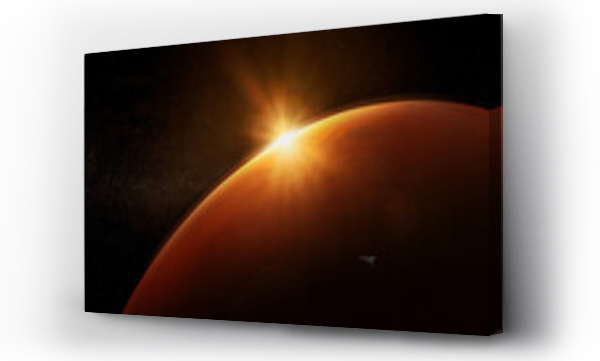 Wizualizacja Obrazu : #525014212 Spaceship orbiting Mars at dawn. Mission to Mars