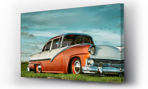 Wizualizacja Obrazu : #525025009 vintage car and grassland.