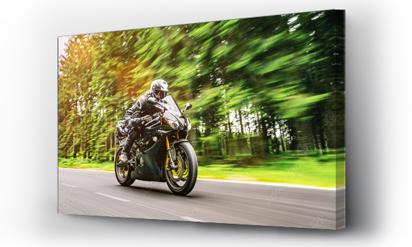 Wizualizacja Obrazu : #525597390 motorbike on the road riding. having fun riding the empty road on a motorcycle tour / journey