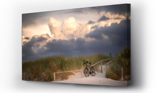 Wizualizacja Obrazu : #532600011 Rower oparty o drewniane ogrodzenie zej?cia na plaz?