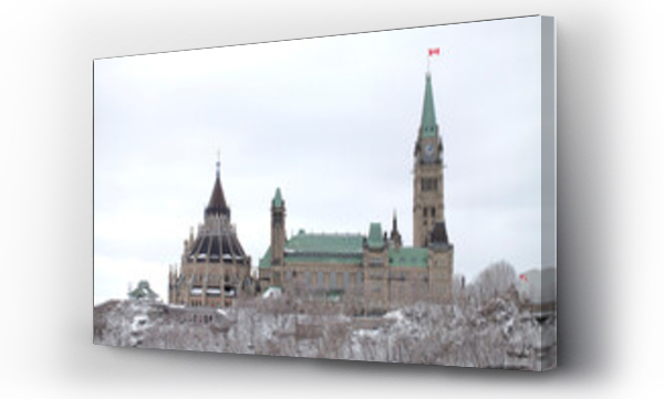 Wizualizacja Obrazu : #534555544 The Canada Parliament building in winter, elevated view of the House of Commons, 19th century gothic architecture in Ottawa.