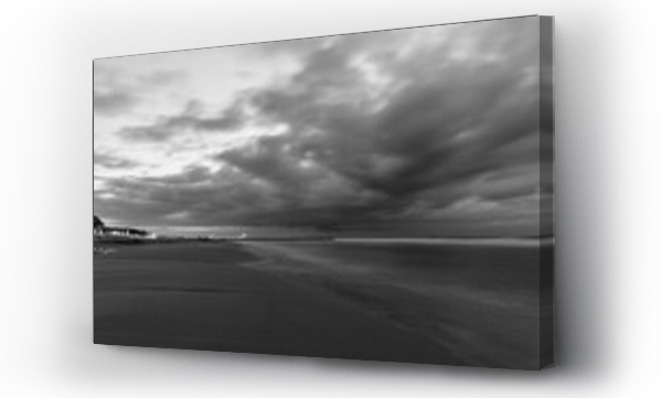 chmury, Czarno białe, morze, plaża