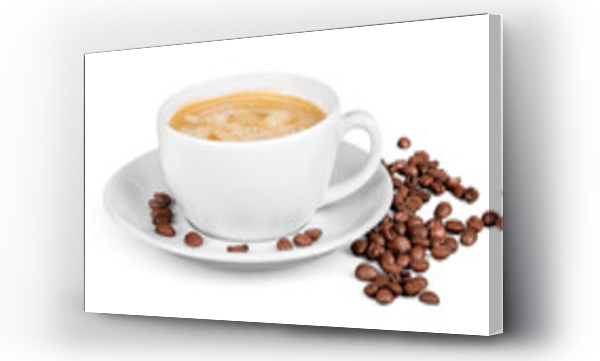 Wizualizacja Obrazu : #537869060 Coffee cup and coffee beans on  background