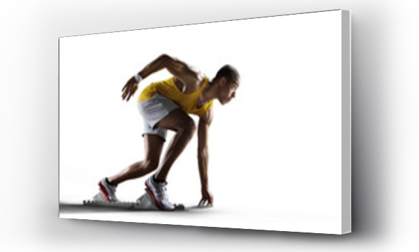 Wizualizacja Obrazu : #543749956 Sport transparent background. Sprinter leaving starting blocks on the running track.	