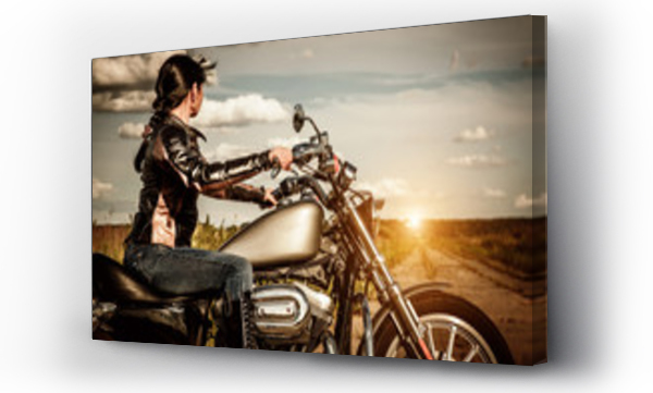 Wizualizacja Obrazu : #54404531 Biker girl on a motorcycle