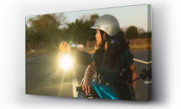 Wizualizacja Obrazu : #546682742 young girl on a motorbike.