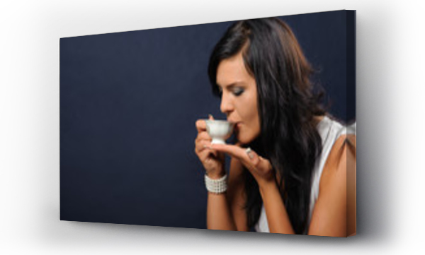 Wizualizacja Obrazu : #54704761 Beautiful woman with a cup of coffee.