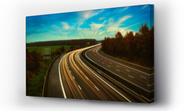 Wizualizacja Obrazu : #550052055 Langzeitbelichtung - Autobahn - Strasse - Traffic - Travel - Background - Line - Ecology -  Motorway - Highway - Night Traffic - Long Exposure - Cars Speeding - Lights - Sunset - High quality photo