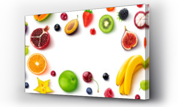 Wizualizacja Obrazu : #550130625 Fruit and vegetable frame, top view