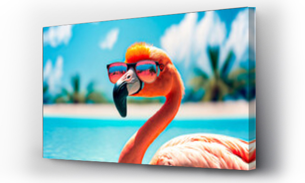 Wizualizacja Obrazu : #562783139 flamingo in glasses on the beach in summer