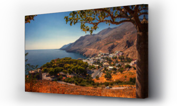 Wizualizacja Obrazu : #564699810 Morskie widoki. Greckie krajobrazy z wyspy Kreta. Wakacyjne podr??e po Grecji. Grecka wyspa. Klimat relaksu. Niebieskie niebo. 