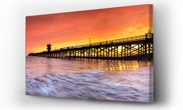 Wizualizacja Obrazu : #573463769 Long exposure panorama of waves and pier at seal Beach, Orange County, California, USA