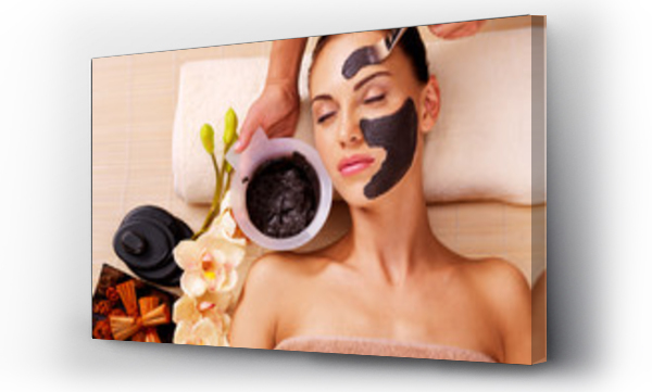 Wizualizacja Obrazu : #57388700 Cosmetologist smears cosmetic mask on the face of  woman