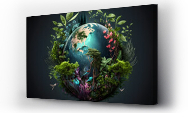 Wizualizacja Obrazu : #580833029 World environment and earth day concept with globe, nature and eco friendly environment. Ai generated.