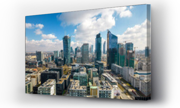 Wizualizacja Obrazu : #582794077 Warszawa, panorama miasta. Widok z drona. Niebieskie niebo i chmury. 